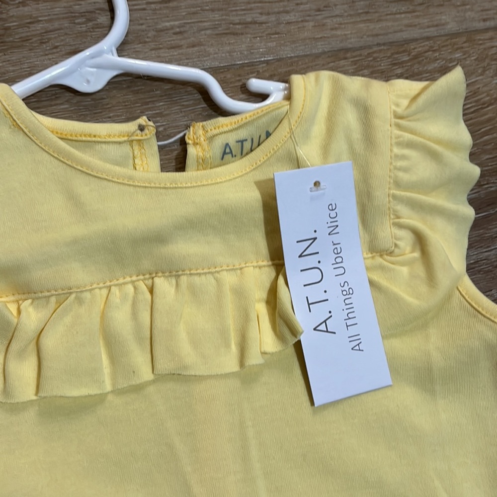 A.T.U.N Yellow Ruffle Sleeve Top - Picture 3 of 4